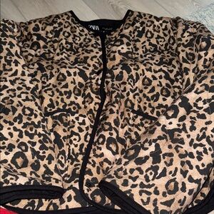 Zara Leopard Print Jacket with Black Details